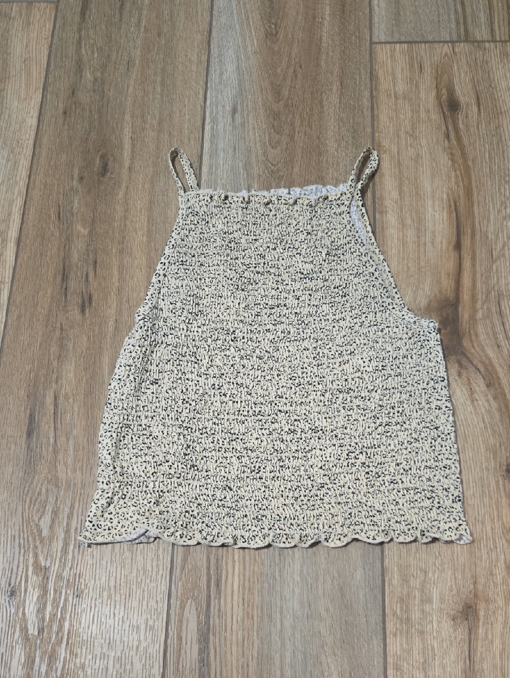 gaze Cream and Black Speckled Smocked Cami